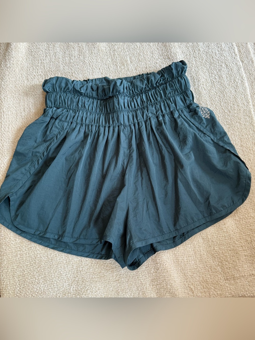 Free People Movement Ruffled Running Shorts Teal Size Large